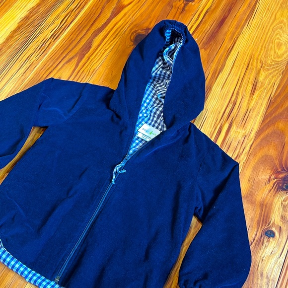 Zuccini Kids navy zipped corduroy hooded jacket, size 4 - Picture 2 of 3